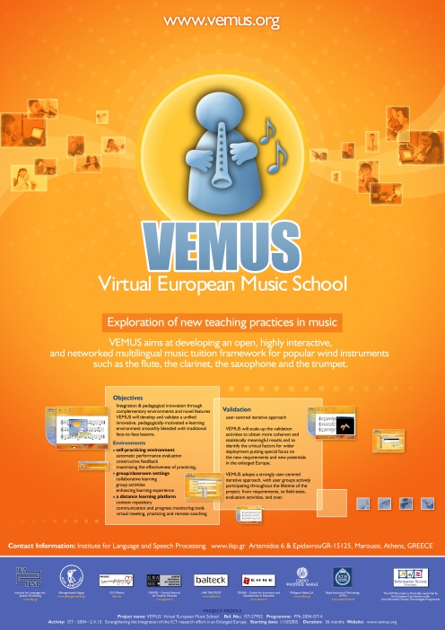 Παράρτημα Α Το Ερευνητικό Έργο VEMUS Εικόνα : VEMUS project Το VEMUS (Virtual European Music School) είναι ένα ερευνητικό και αναπτυξιακό έργο που συγχρηματοδοτήθηκε από την Ευρωπαϊκή