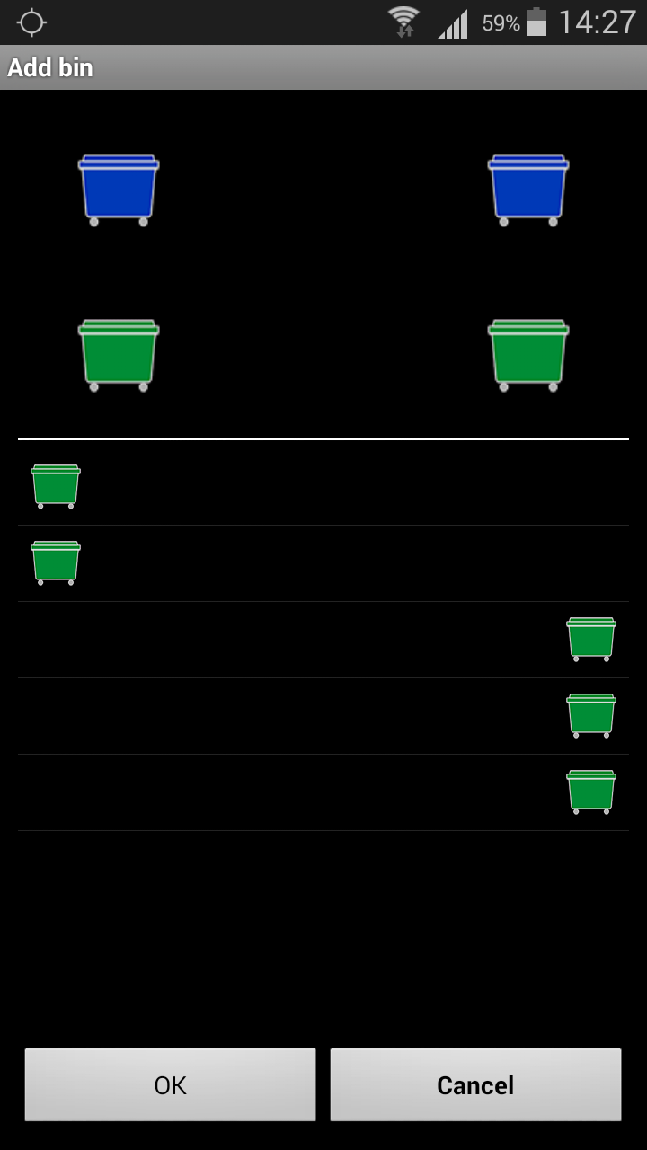 Πατάτε τον αριστερό πράσινο κάδο για να τοποθετήσετε έναν οργανικό κάδο που είναι ΑΡΙΣΤΕΡΑ (πρώτη εικόνα) σας στην κατεύθυνση που κινείστε ή τον δεξί πράσινο κάδο για να τοποθετήσετε έναν οργανικό