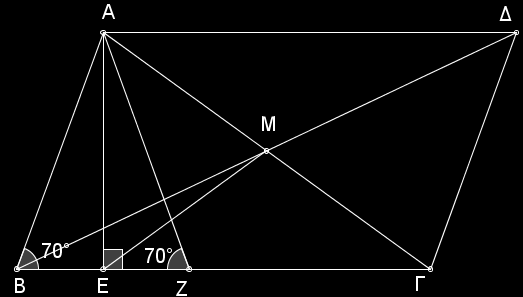http://www.mathematica.gr/forum/viewtopic.php?f=14&t=44444 γ) Αν M το μέσο του B να αποδείξετε ότι A EM. (Μονάδες 8) α) Η A είναι μεσοκάθετος του, άρα το τρίγωνο ABZ είναι ισοσκελές AB AZ ).