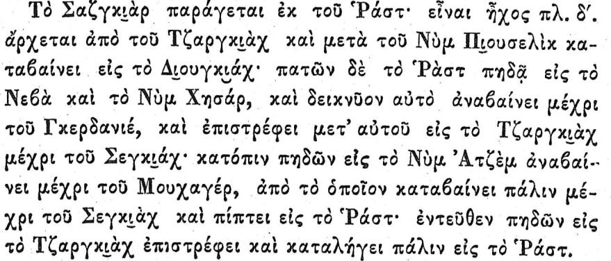 αζκιάρ Περιγραφή Σο μακάμ σαζκιάρ παράγεται από τον Νη, είναι ήχος μαλακός διατονικά πλαγίου τετάρτου και έχει βαθμίδα εισόδου τον Γα.