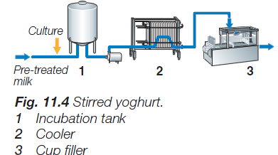 Εικόνα 2.1. Γενικό σχήμα παρασκευής γιαούρτης χωρίς ανάδευση (set). Πηγή: Bylund, 1995. Εικόνα 2.2. Γενικό σχήμα παρασκευής γιαούρτης με ανάδευση (stirred). Πηγή: Bylund, 1995. 2.3.