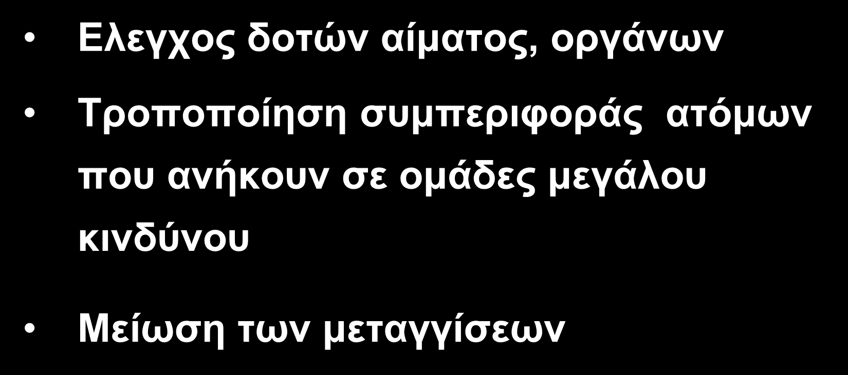 Πρόληψη της Ηπατίτιδας C Ελεγχος δοτών αίματος, οργάνων Τροποποίηση