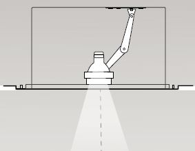 Φ.ΣΠ3 Περιγραφή Κατευθυνόμενο χωνευτό Spot LED με βραχίονα Φωτιστικό σώμα τύπου σποτ εντός μεταλλικού σώματος, χωνευτής τοποθέτησης σε ψευδοροφή. Μεταλλικό σώμα αλουμινίου με οπή.