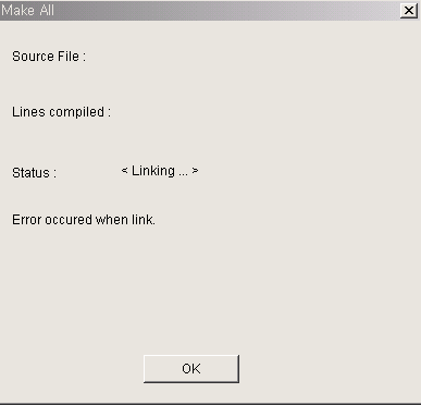 Αν συμβεί κάποιο σφάλμα, εμφανίζεται το μήνυμα σφάλματος στο παράθυρο και το εκτελέσιμο αρχείο δε δημιουργείται. Πατήστε [ΟΚ] από το παράθυρο διαλόγου.