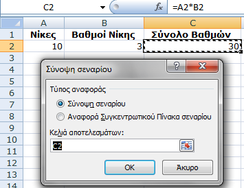 Όταν έχουμε δημιουργήσει πολλά Σενάρια, είναι πολύ πρακτικό το να έχουμε μια συνοπτική εικόνα τους, μια Σύνοψη Σεναρίου.