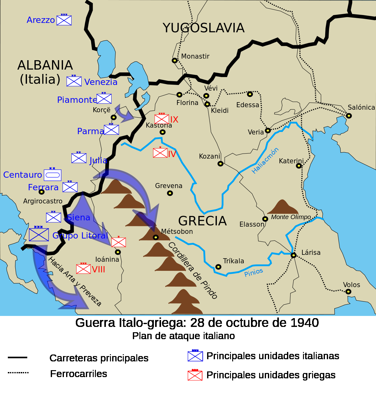 Ελληνοϊταλικός πόλεμος (1940-1941) 8 Ανάμεσα στα δύο Σώματα Στρατού, στην περιοχή Ερσέκα- Λεσκοβίκι, την 3η Μεραρχία Αλπινιστών «Τζούλια» υπο τον στρατηγό Τζιρότι (Girotti), η οποία είχε δύναμη 10.