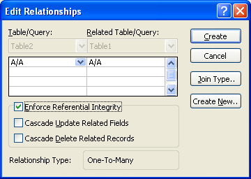 Η επεξεργασία και ο ορισµός των σχέσεων γίνεται από την επιλογή Tools -> Relationships.
