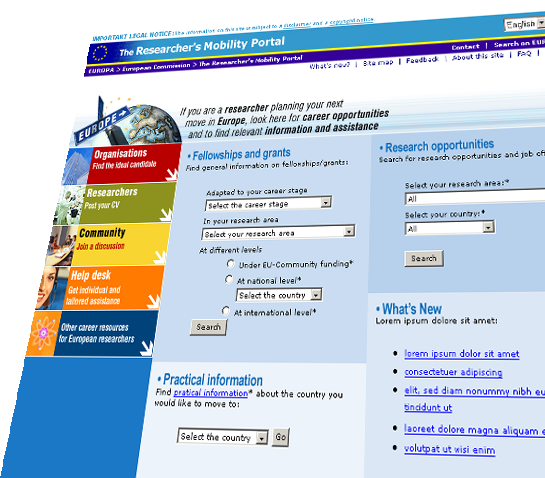 2.4 CASE STUDY IΙI: EUROPEAN RESEARCHER'S MOBILITY PORTAL 2.4.0 ΕΙΣΑΓΩΓΗ Η Ευρωπαϊκή Πύλη Κινητικότητας Ερευνητών (European Researcher's Mobility Portal), δημιουργήθηκε τον Ιούλιο του 2003.