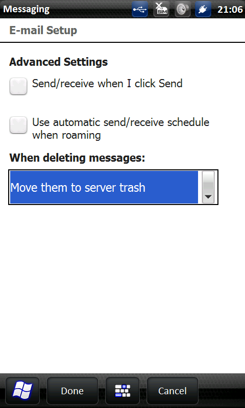 Βήμα 12: Διαλέξτε την επιλογή Send/receive when I click Send αν θέλετε να γίνεται αποστολή/παραλαβή μηνυμάτων ηλεκτρονικού ταχυδρομείου κάθε φορά που πατάτε το πλήκτρο Send.