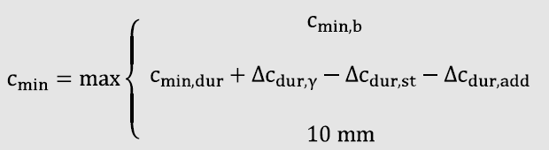 c min,b : ελάχιστη επικάλυψη λόγω αντοχής σε συνάφειας c min,dur : ελάχτστη επικάλυψη λόγω ανθεκτικότητας +Δc dur,γ : πρόθθετη επικάλυψη ασφαλείας (0 mm, ΕΠ) -Δc dur,st : μείωση επικάλυψης λόγω