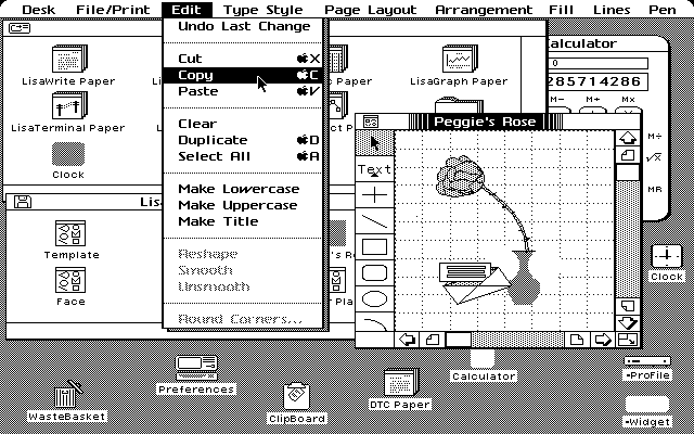 Eικ.26 Apple Lisa interface Αυτό επίσης σήμαινε ότι το δικαστήριο απέφυγε μια εκτεταμένη προηγούμενη διαδικασία.