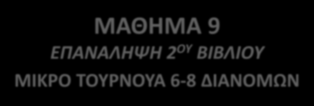 ΜΑΘΗΜΑ 9 ΕΠΑΝΑΛΗΨΗ 2 ΟΥ ΒΙΒΛΙΟΥ ΜΙΚΡΟ ΤΟΥΡΝΟΥΑ 6-8 ΔΙΑΝΟΜΩΝ