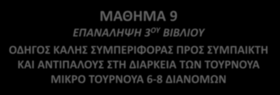 ΜΑΘΗΜΑ 9 ΕΠΑΝΑΛΗΨΗ 3 ΟΥ ΒΙΒΛΙΟΥ ΟΔΗΓΟΣ ΚΑΛΗΣ ΣΥΜΠΕΡΙΦΟΡΑΣ ΠΡΟΣ ΣΥΜΠΑΙΚΤΗ ΚΑΙ ΑΝΤΙΠΑΛΟΥΣ ΣΤΗ ΔΙΑΡΚΕΙΑ