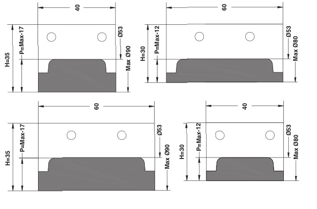 MULTIPROFILE ROYTER CUTTERHEADS, THAT CAN BE USED FOR MAKE DIFFERENT PROFILESJUST CHANGING KNIVES AND BACK-KNIVES 3044.