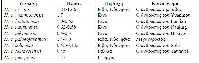 Οι πίθηκοι του γένους Homo Ο H.