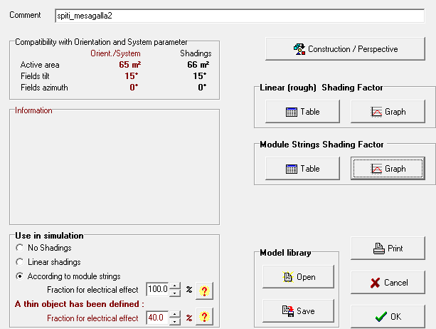 3.2.4 Near Shadings Άμεσες Σκιάσεις Η κατηγορία αυτή της ανάλυσης, είναι μια από τις σημαντικότερες στην πορεία για την εξαγωγή αξιόπιστων αποτελεσμάτων για το υπό μελέτη έργο. Στην Εικόνα 3.