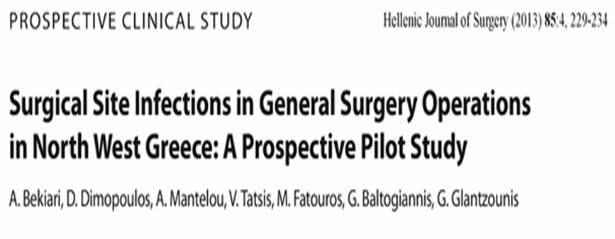 Επίπτωση Χειρουργικών λοιµώξεων στην Ελλάδα (2004) SSI Incidence 4.5% - 1999 survey 14 Hospitals 1093 operations SSI Incidence 4.