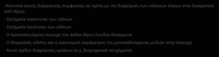 υδάτων - Η προστατευόμενη περιοχή του Δέλτα Αξιού-Λουδία-Αλιάκμονα - Ο Θερμαϊκός κόλπος και η