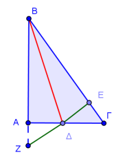 http://www.mathematica.gr/forum/viewtopic.php?f=14&t=44444 AB AE, από το πρώτο ερώτημα Τη γωνία Bκοινή. γ) i) Είναι BA BE και A E, οπότε τα σημεία B, βρίσκονται στη μεσοκάθετο του.