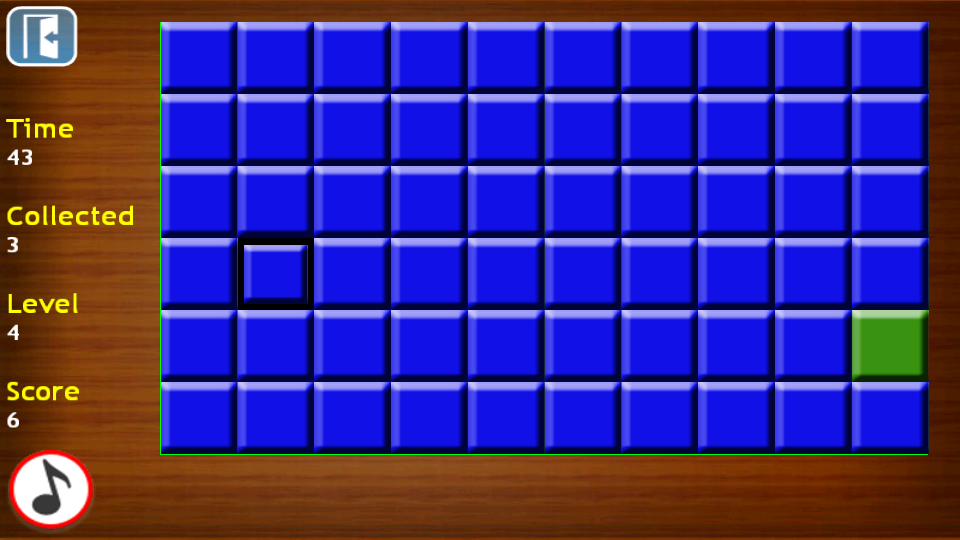 Reaction (Brain Test) Στο παιχνίδι Reaction το υποκείμενο έβλεπε μία οθόνη με 60 (10x6) τετραγωνάκια εκ των οποίων τα 59 ήταν μπλε και το ένα πράσινο (Εικόνα 6).