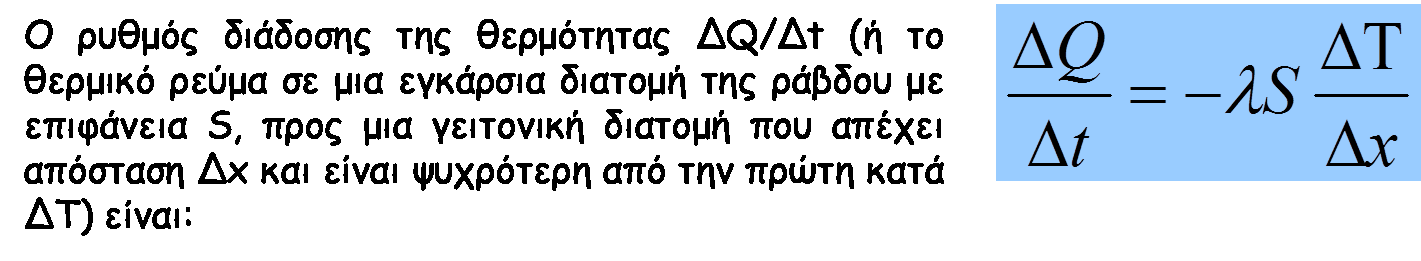 από ένα άλλο, θερμική ενέργεια μεταβιβάζεται από το πρώτο στο δεύτερο μέσω των