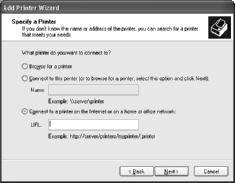 3. Επιλέξτε A network printer, or a printer attached to another computer (Ένας εκτυπωτής δικτύου ή ένας εκτυπωτής συνδεδεµένος σε άλλον υπολογιστή) και πατήστε Next (Επόµενο). 4.