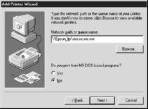 6. Windows Me/98/95: Επιλέξτε Browse (Αναζήτηση) και στη συνέχεια κάντε διπλό κλικ στην επιλογή Epson_lpr. Windows XP: Επιλέξτε Browse for a printer (Αναζήτηση εκτυπωτή).
