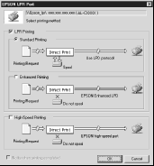 Windows NT 4.0: Επιλέξτε την καρτέλα Ports (Θύρες) και στη συνέχεια Configure Port (Ρύθµιση παραµέτρων θύρας) Εµφανίζεται το παράθυρο διαλόγου EPSON LPR Port (Θύρα EPSON LPR). 4. Κάντε τις απαραίτητες ρυθµίσεις για τη θύρα που θέλετε.
