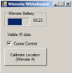 Αφού ανοίξουµε την παραπάνω εφαρµογή θα πρέπει να έχουµε την παρακάτω εικόνα στην οθόνη του υπολογιστή µας. Εικόνα 6: Λειτουργία λογισµικού Wiimote Whiteboard 4.