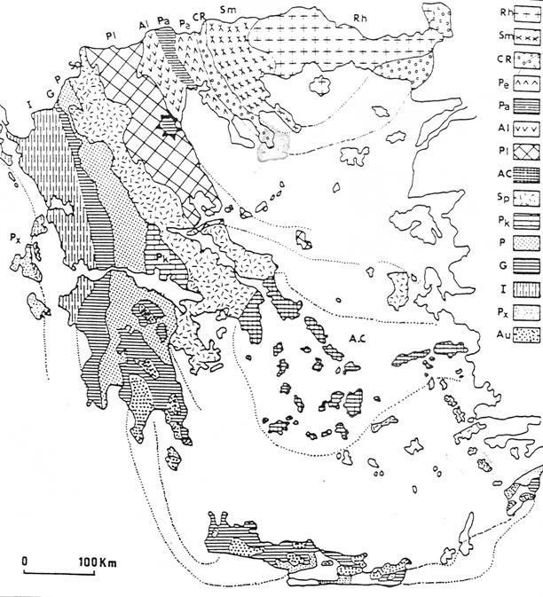 α) Γενικός άξονας πτυχών κυματοειδους μορφής αμέσως μετά την πτύχωση. β) και γ) Μετά την πτύχωση η Κρήτη τεμαχίστηκε από ρήγματα δύο κυρίως διευθύνσεων Β Ν και Α Δ.