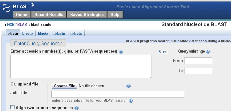 Υπάρχουν διάφοροι τύποι BLAST (BLASTn, BLASTp, BLASTx, tblastn, tblastx).