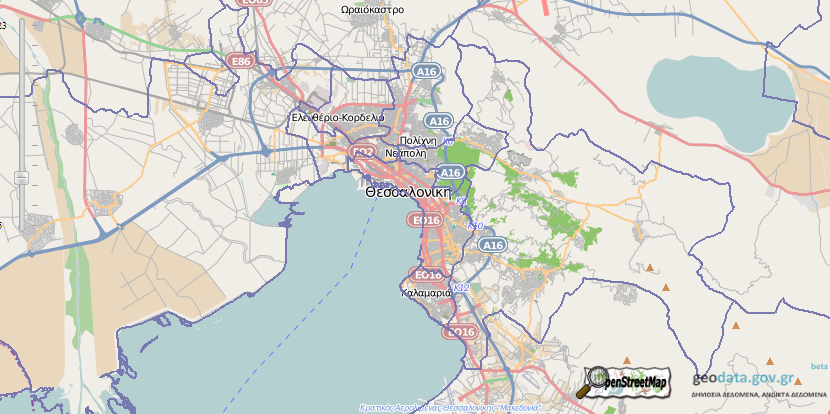 Π ε ρ ι ο χ έ ς μ ε λ έ τ η ς Εικόνα 2.1: Η πόλη της Θεσσαλονίκης με τα διοικητικά όρια της (Πηγή: geodata.gov.