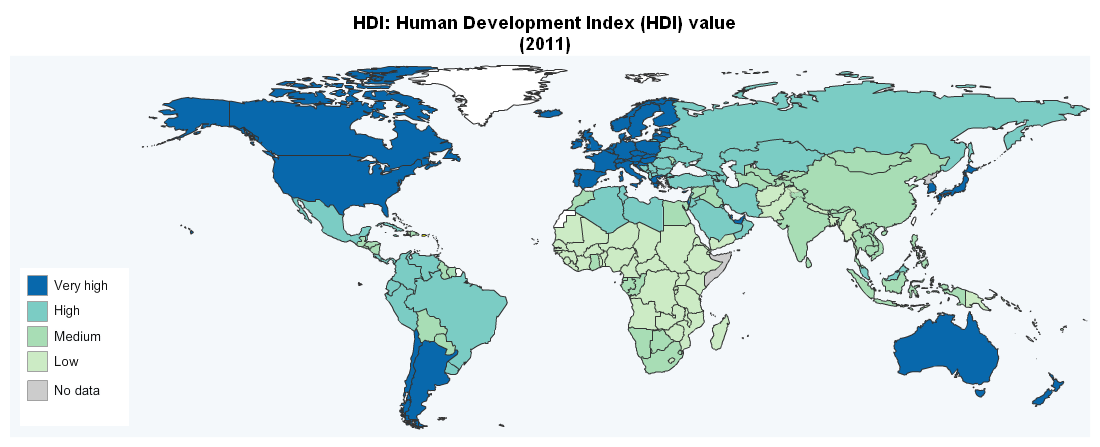 λιγότερο αναπτυγμένες και φτωχότερες στον κόσμο (Χάρτης 3). Και με βάση τον ΔΑΑ, η διαίρεση του κόσμου είναι εμφανής.