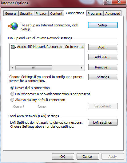 C. Απενεργοποιήστε τη σύνδεση μέσω τηλεφώνου, αν είναι ενεργοποιημένη. Windows 7 1. Κάντε κλικ στο κουμπί Start (Έναρξη) > Internet Explorer για να εκκινήσετε την εφαρμογή περιήγησης στο διαδίκτυο. 2.