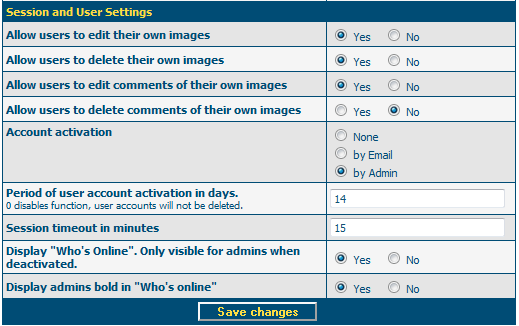 Control Panel > General > Settings > Page and Nav Settings Control Panel > General > Settings > Session and User Settings Στο σηµείο αυτό οι ρυθµίσεις από τον διαχειριστή έχουν