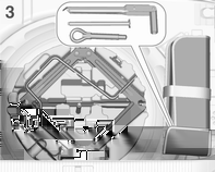 Φροντίδα οχήματος 291 Παραλλαγή 3: 4-θυρο τριών όγκων Ο γρύλος και τα εργαλεία βρίσκονται στην εργαλειοθήκη κάτω από τον εφεδρικό τροχό στο χώρο αποσκευών.
