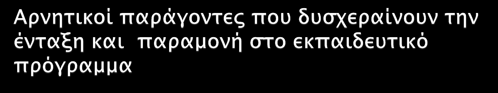 Έλλειψη ευκαιριών εργοδότησης μετά την ολοκλήρωση του εκπαιδευτικού προγράμματος / κατάρτισης.