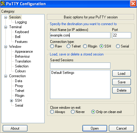 Απομακρυσμένη σύνδεση SSH/Telnet με PuTTY 1. Μεταφορτώστε το PuTTY από το http://www.chiark.greenend.org.uk/~sgtatham/putty/ Το απλό αρχείο "putty.exe" είναι αρκετό για το βασικό SSH.