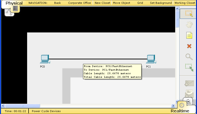 ΕΙΣΑΓΩΓΗ ΣΤΟ PACKET TRACER Διαχείριση καλωδίων Το Packet Tracer υποστηρίζει τη διαχείριση καλωδίων στο φυσικό χώρο εργασίας για να παράσχει μία πιο ρεαλιστική αναπαράσταση της φυσικής διάταξης του