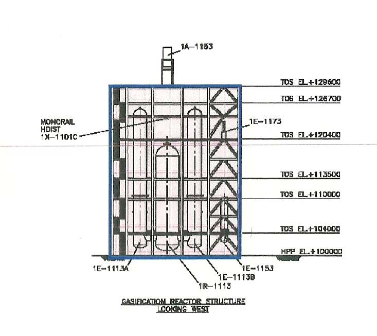 - 73 - Σχήµα 6.9: Ατσάλινη κατασκευή για τη στήριξη των αντιδραστήρων Στο σχήµα 6.9 παρουσιάζεται η µορφή που έχουν τα ατσάλινα θεµέλια για τη στήριξη των αντιδραστήρων.