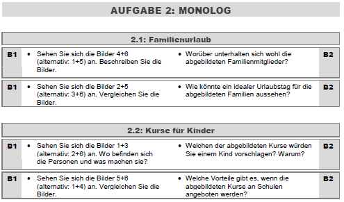 Der Prüfer wendet sich dem Kandidaten B zu, wiederholt ihm die B1 Frage, und dieser beantwortet sie nun.