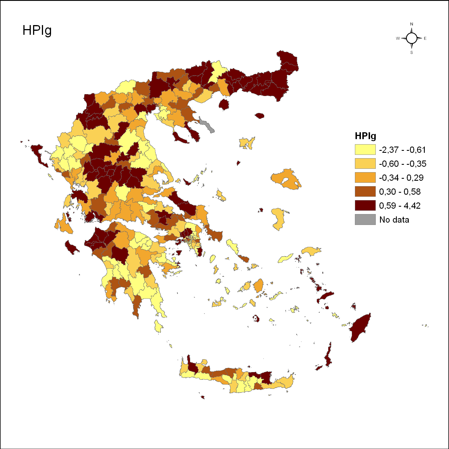 Φϊρτησ 6.1 υνθετικόσ Δεύκτησ Υτώχειασ HPI Πηγό: Ιδύα Επεξεργαςύα το Φϊρτη 6.1 εμφανύζονται οι τιμϋσ των δεικτών φτώχειασ δε επύπεδο δόμου.