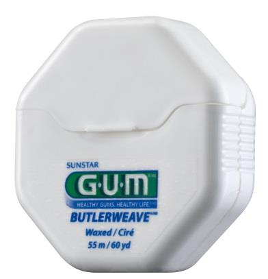 GUM Butlerweave Μοναδικός σχεδιασμός ύφανσης για ανθεκτική, λεία υφή που δεν φθείρεται κατά τη χρήση Αφαιρεί αποτελεσματικά την πλάκα μεταξύ των δοντιών και κάτω