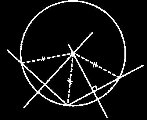 πόδειξη ς υποθέσουμε ότι μια ευθεία ε και ένας κύκλος (Ο,ρ) έχουν τρία κοινά σημεία, τα,, (σχ. 59). Επειδή Ο = Ο (= ρ) και Ο = Ο (= ρ), οι μεσοκάθετοι ξ, ζ των, αντίστοιχα, διέρχονται από το Ο.