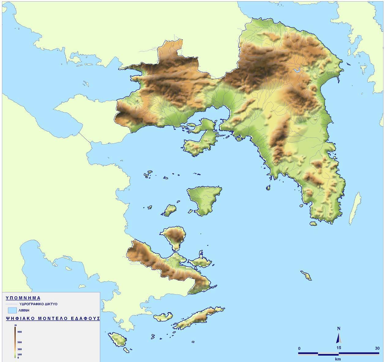 βρίσκονται στην παράκτια ζώνη. Το µέσο υψόµετρο του ηπειρωτικού τµήµατος είναι 115 µέτρα, ενώ των νησιών Αίγινας και Σαλαµίνας 60 και 20 µέτρα αντίστοιχα.