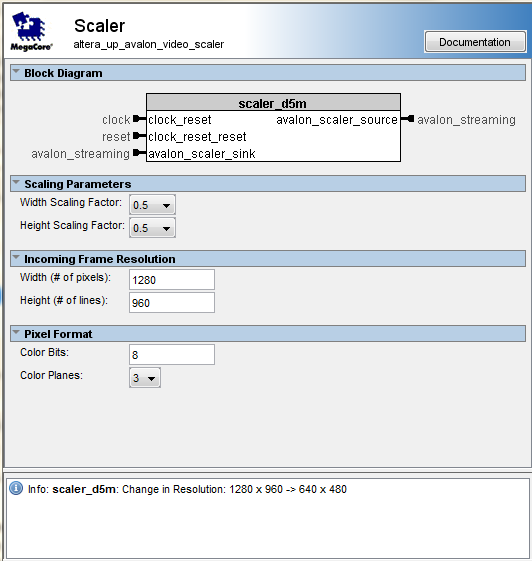 160 Κεφάλαιο 5 5.2.16 Ρυθμίσεις του Scaler Core Το Scaler Core (scaler_d5m) παρέχει κάποιες επιλογές παραμετροποίησης όπως φαίνονται στο σχήμα 5.29.