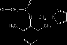 1.3 Metazachlor Συντακτικός τύπος: Κοινή ονομασία: metazachlor (BSI, E-ISO) Χημική ομάδα: χλωροακεταμίδιο Χημικές ονομασίες: 2-chloro-N-(pyrazol-1-ylmethyl) acet-2',6'-xylidide (IUPAC)