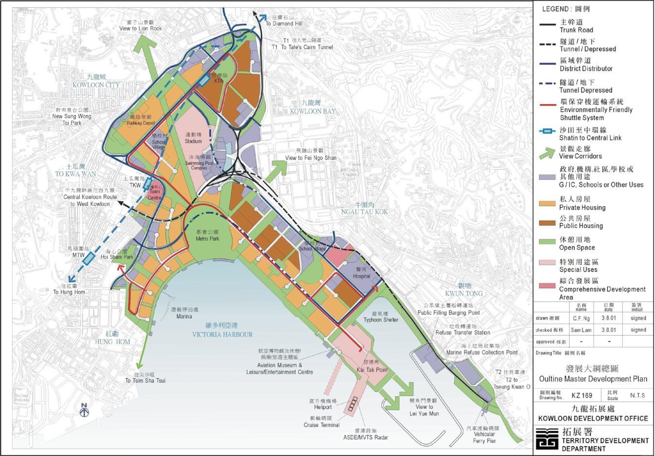 Χάρτης 1: Master Plan της περιοχής ανάπτυξης ρου αεροδρόμιου του «Kai Tai»