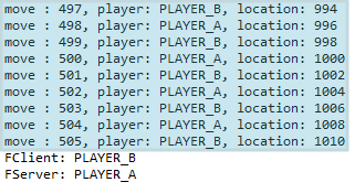 Με την εκτέλεση του FClient γίνεται η σύνδεση με τον Server και οι παίκτες εκτελούν τις κινήσεις τους. Στο κάτω μέρος του περιβάλλοντος του Eclipse θα εμφανιστούν κάποια μηνύματα στην καρτέλα console.