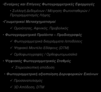 3/6/2015 Περίγραμμα μαθήματος Εναέριες και Επίγειες Φωτογραμμετρικές Εφαρμογές Συλλογή Δεδομένων / Μέτρηση Φωτοσταθερών / Προγραμματισμός